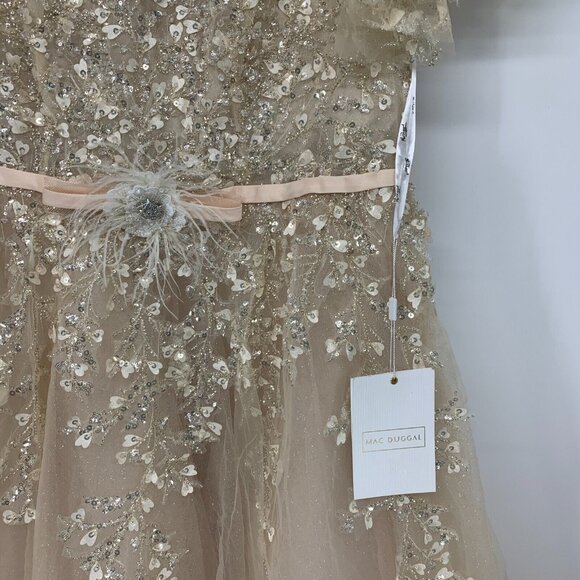 Mac Duggal Dress 20362 Embellished Flutter Sleeve Bow Waist NWT - Picture 10 of 16